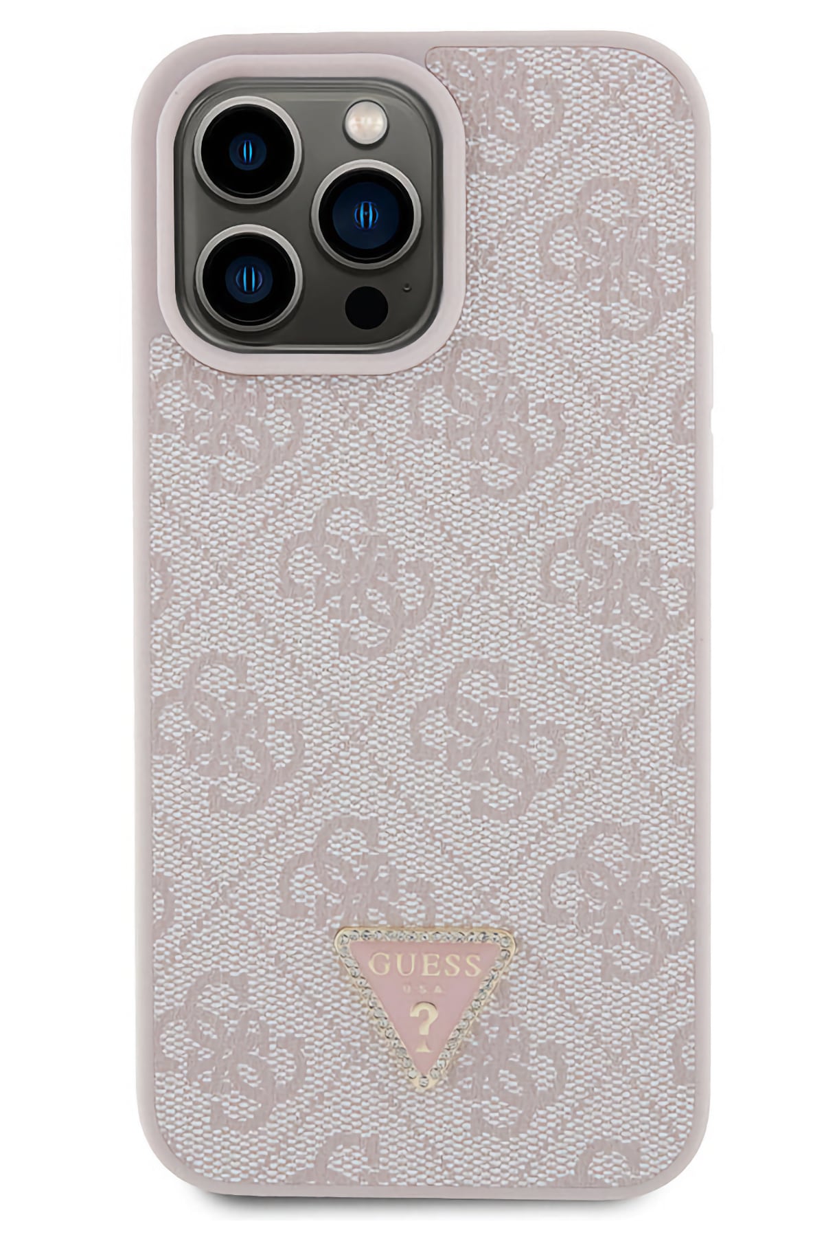 Guess iPhone 14 Pro Max Uyumlu 4G Desenli Strass Kılıf Pembe