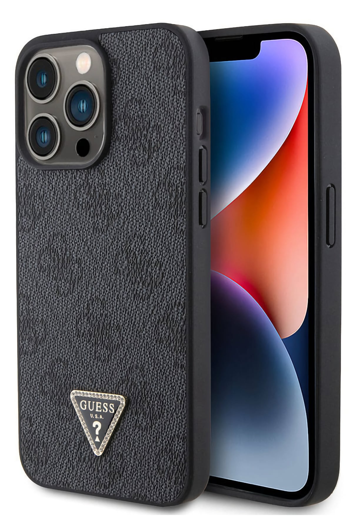 Guess iPhone 15 Pro Uyumlu 4G Desenli Strass Kılıf Siyah