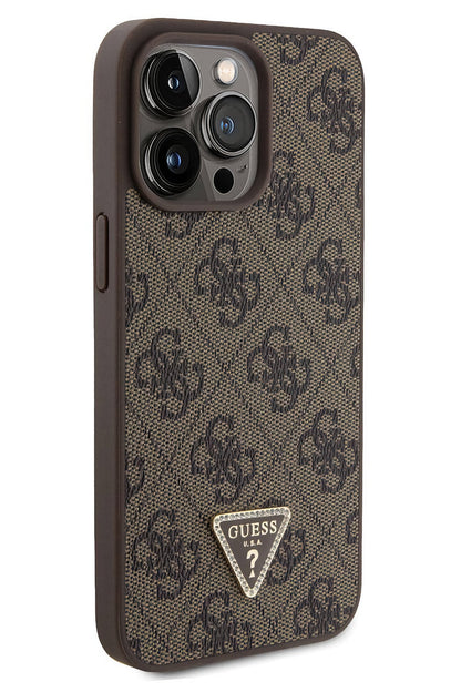 Guess iPhone 15 Pro Uyumlu 4G Desenli Strass Kılıf Kahverengi