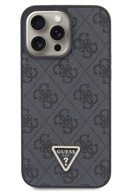 Guess iPhone 15 Pro Max Uyumlu 4G Desenli Strass Kılıf Siyah