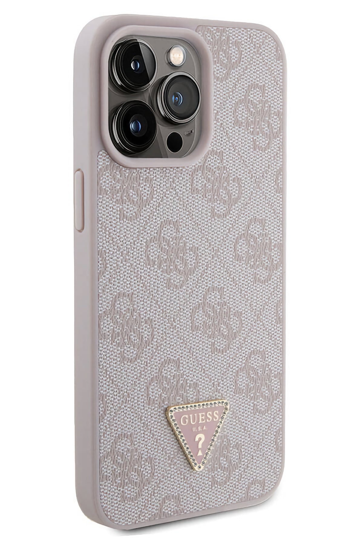 Guess iPhone 15 Pro Max Uyumlu 4G Desenli Strass Kılıf Pembe