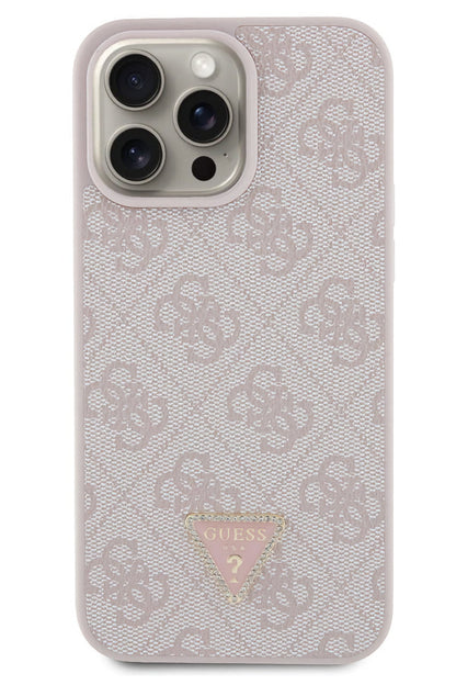 Guess iPhone 15 Pro Uyumlu 4G Desenli Strass Kılıf Pembe