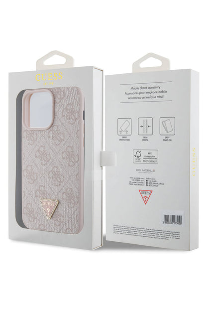 Guess iPhone 15 Pro Uyumlu 4G Desenli Strass Kılıf Pembe