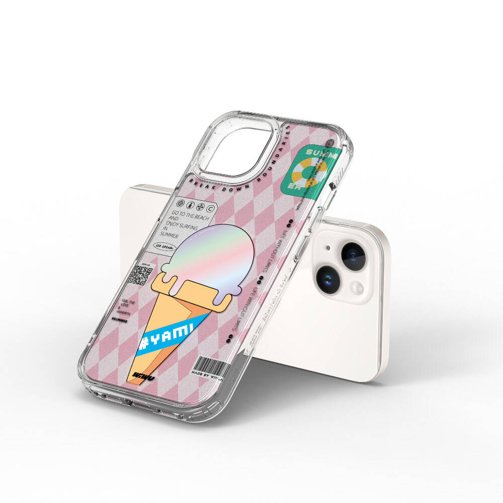 Summer Serisi Çift Katman Desenli iPhone 15 Kılıf