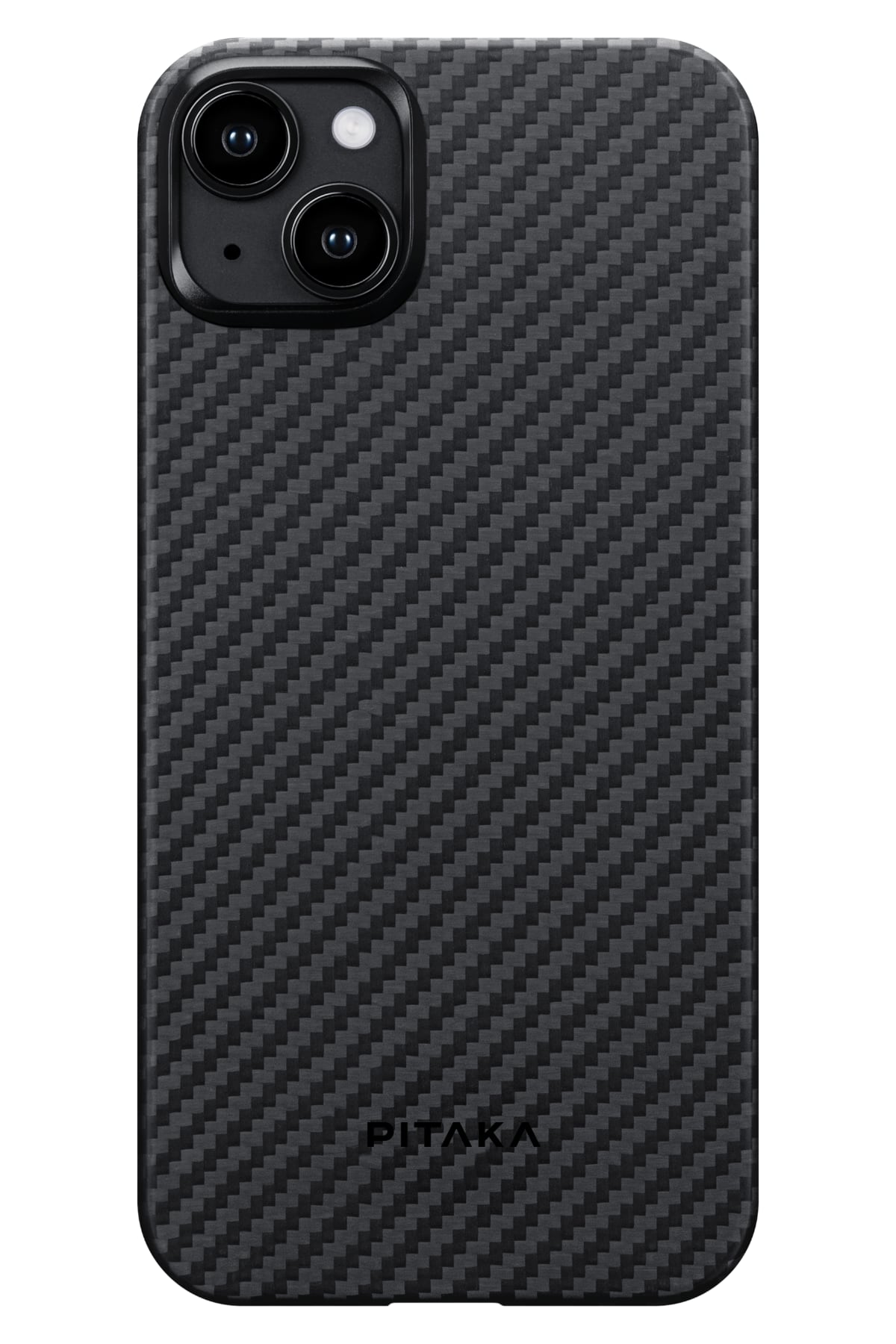 Tactile Woven iPhone 15 Plus MagSafe Uyumlu 1500D Aramid Fiber Kılıf Black-Gray Twill