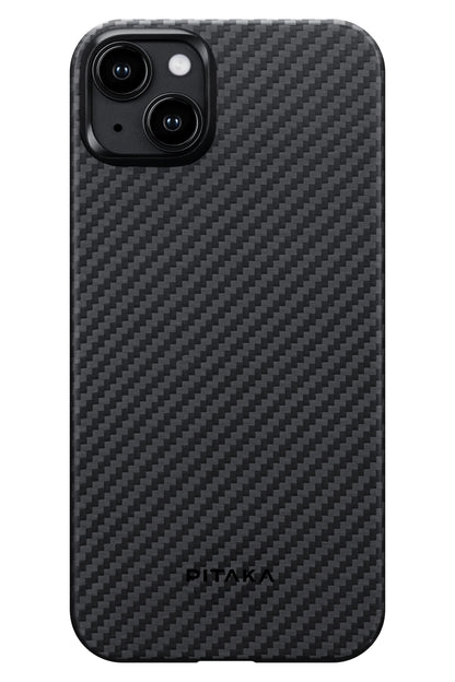 Tactile Woven iPhone 15 Plus MagSafe Uyumlu 1500D Aramid Fiber Kılıf Black-Gray Twill