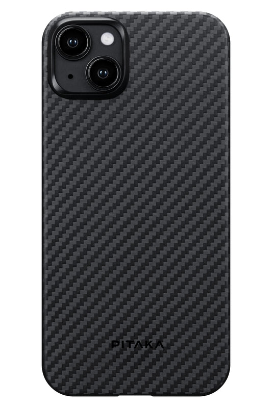 Tactile Woven iPhone 15 Plus MagSafe Uyumlu 1500D Aramid Fiber Kılıf Black-Gray Twill
