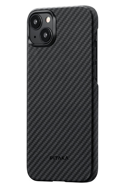 Tactile Woven iPhone 15 Plus MagSafe Uyumlu 1500D Aramid Fiber Kılıf Black-Gray Twill