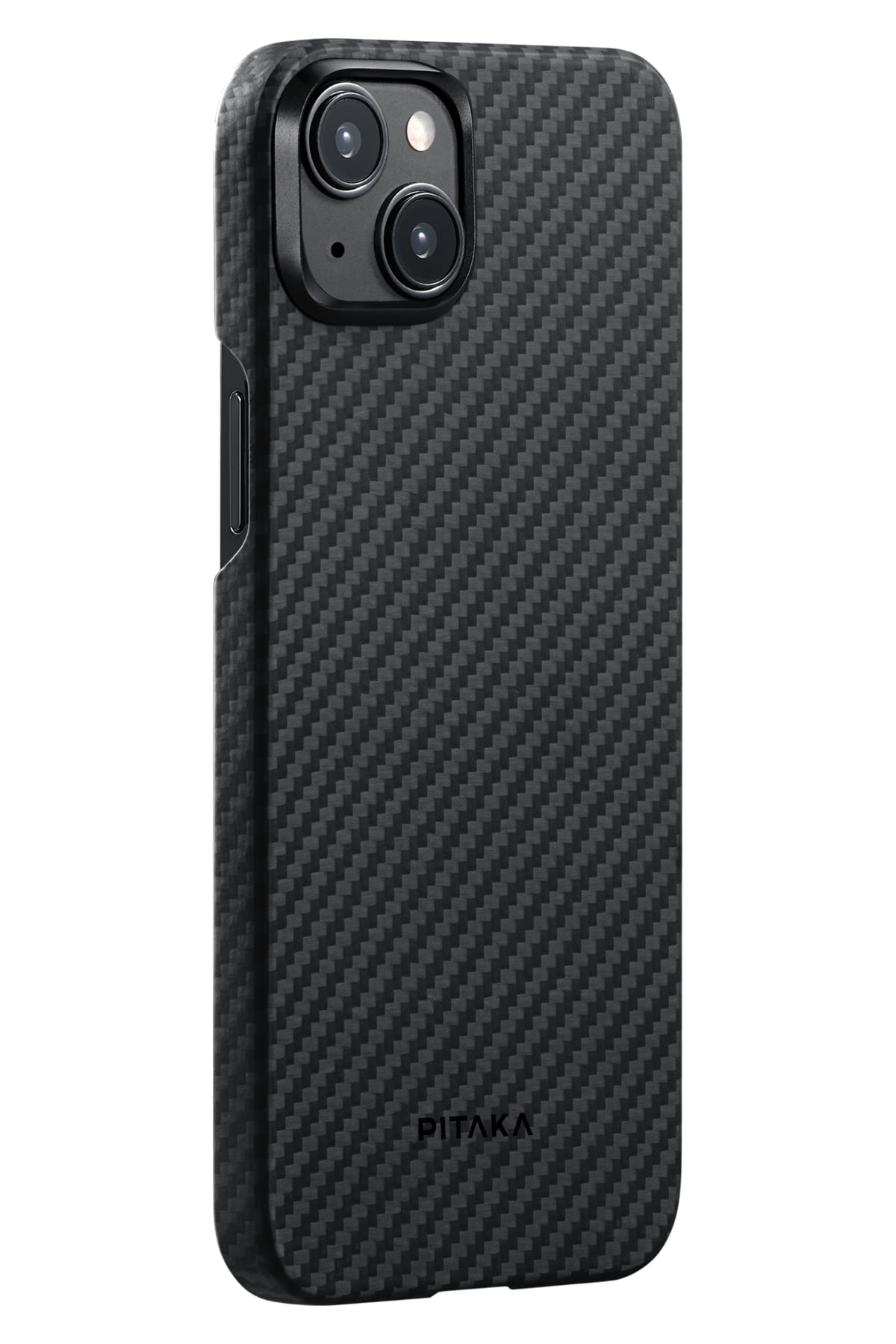Tactile Woven iPhone 15 Plus MagSafe Uyumlu 1500D Aramid Fiber Kılıf Black-Gray Twill