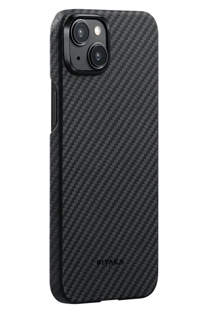 Tactile Woven iPhone 15 Plus MagSafe Uyumlu 1500D Aramid Fiber Kılıf Black-Gray Twill