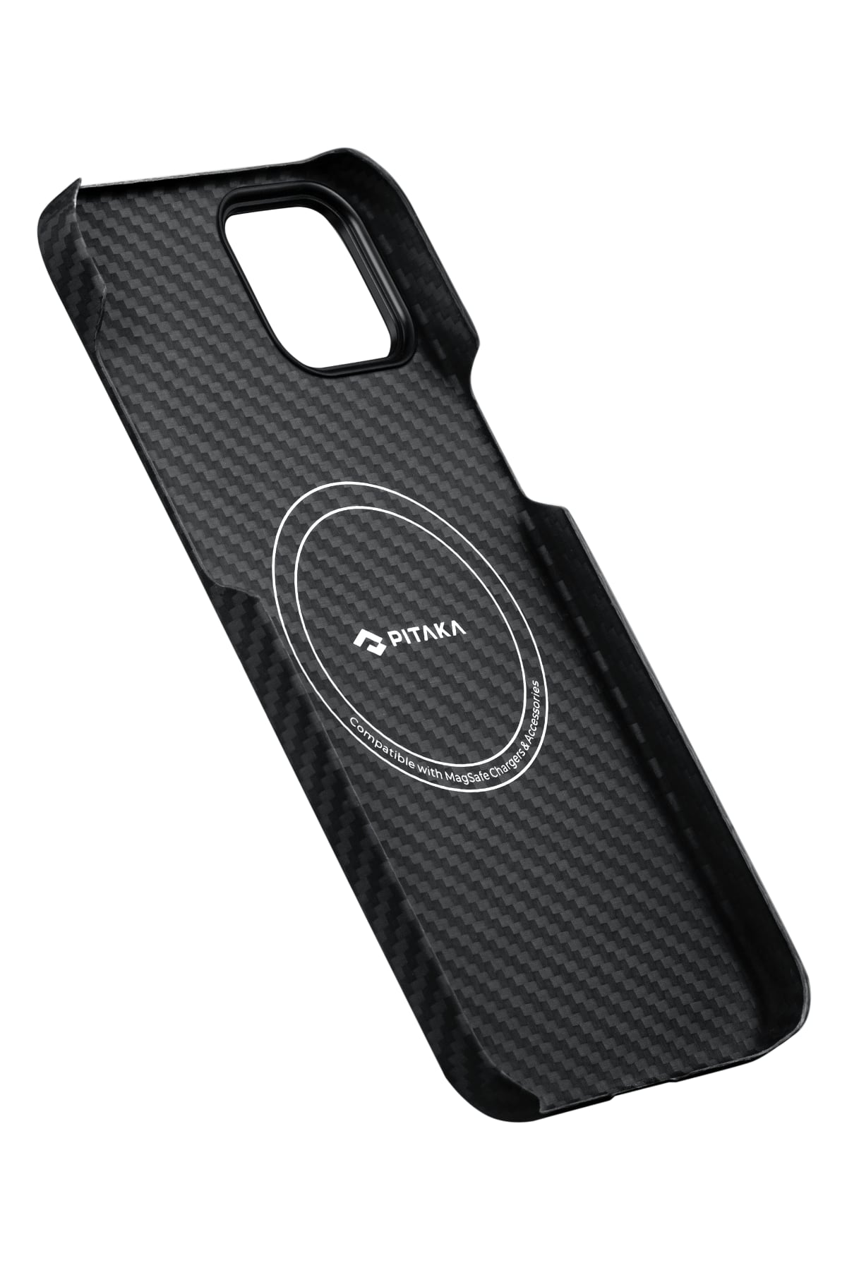 Tactile Woven iPhone 15 Plus MagSafe Uyumlu 1500D Aramid Fiber Kılıf Black-Gray Twill