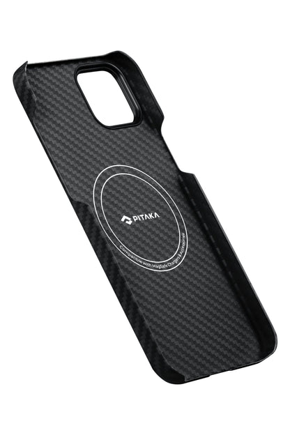 Tactile Woven iPhone 15 Plus MagSafe Uyumlu 1500D Aramid Fiber Kılıf Black-Gray Twill