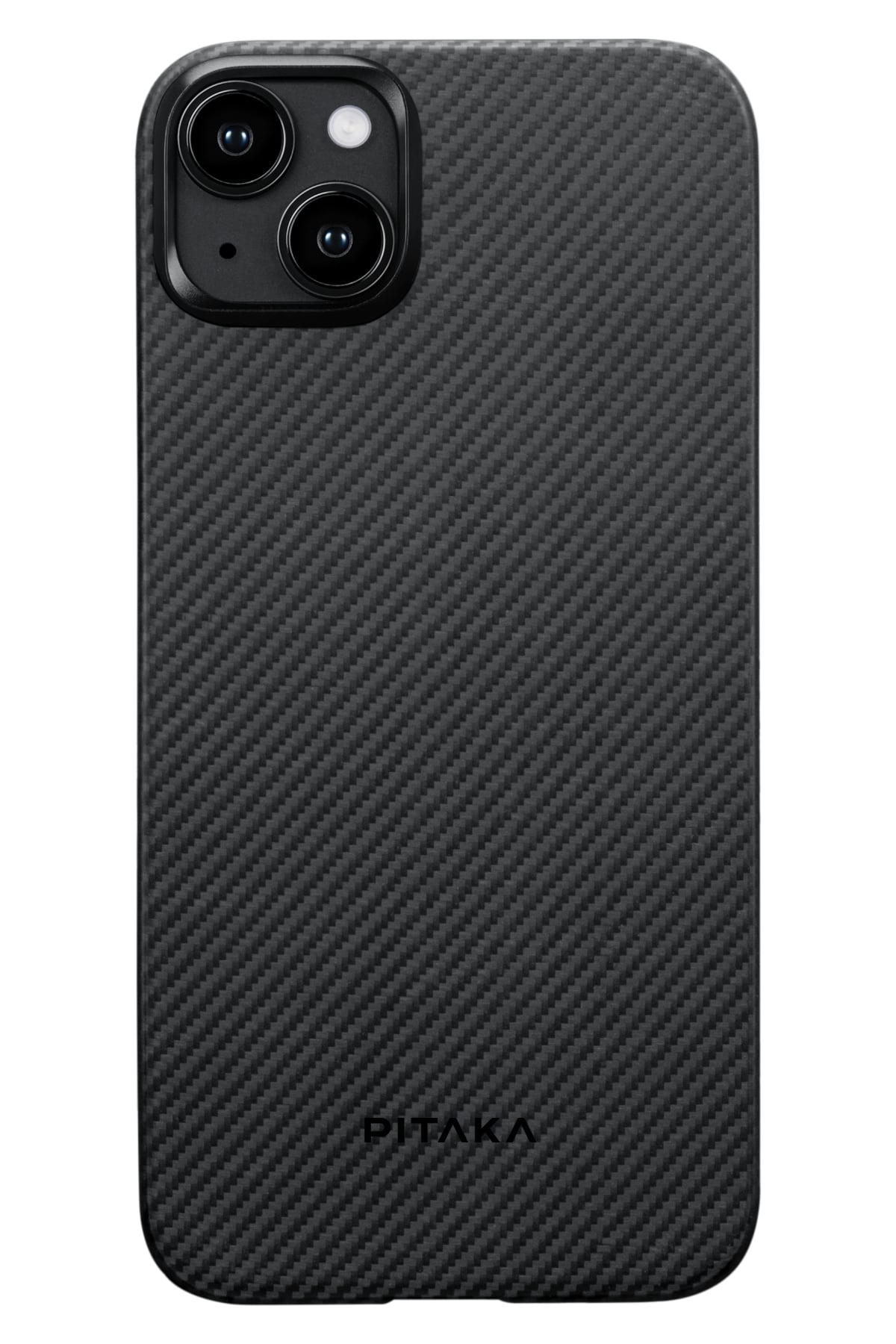 Tactile Woven iPhone 15 Plus MagSafe Uyumlu 600D Aramid Fiber Kılıf Black-Gray Twill