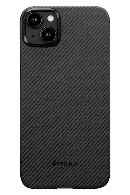 Tactile Woven iPhone 15 Plus MagSafe Uyumlu 600D Aramid Fiber Kılıf Black-Gray Twill