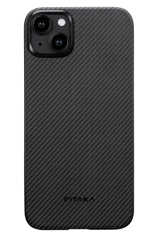 Tactile Woven iPhone 15 Plus MagSafe Uyumlu 600D Aramid Fiber Kılıf Black-Gray Twill