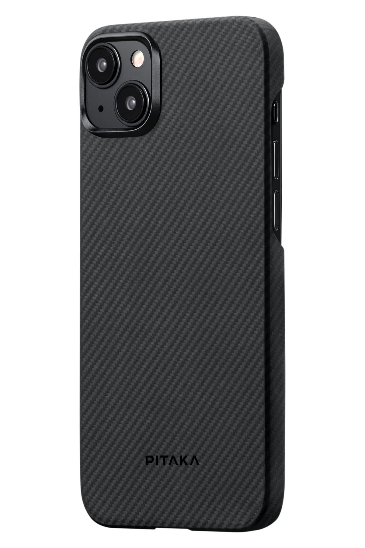 Tactile Woven iPhone 15 Plus MagSafe Uyumlu 600D Aramid Fiber Kılıf Black-Gray Twill