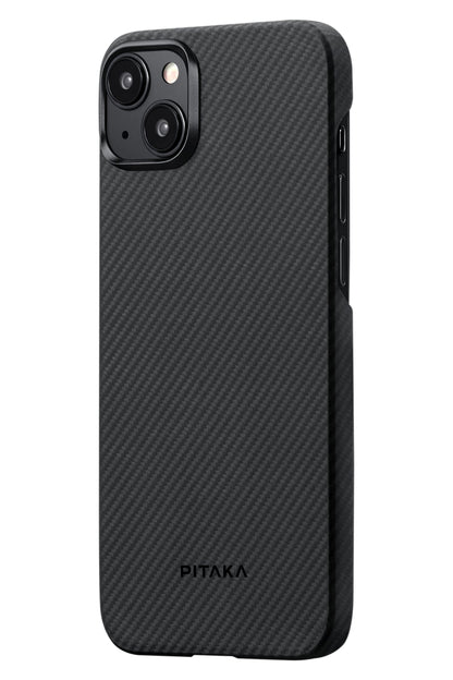 Tactile Woven iPhone 15 Plus MagSafe Uyumlu 600D Aramid Fiber Kılıf Black-Gray Twill