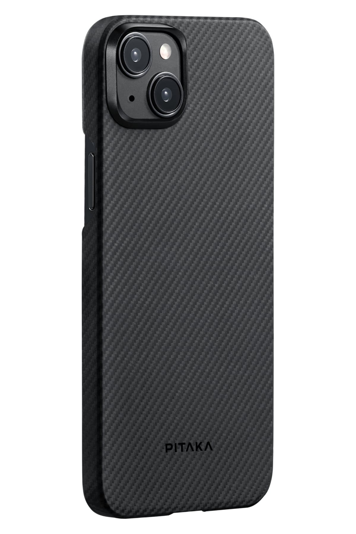 Tactile Woven iPhone 15 Plus MagSafe Uyumlu 600D Aramid Fiber Kılıf Black-Gray Twill