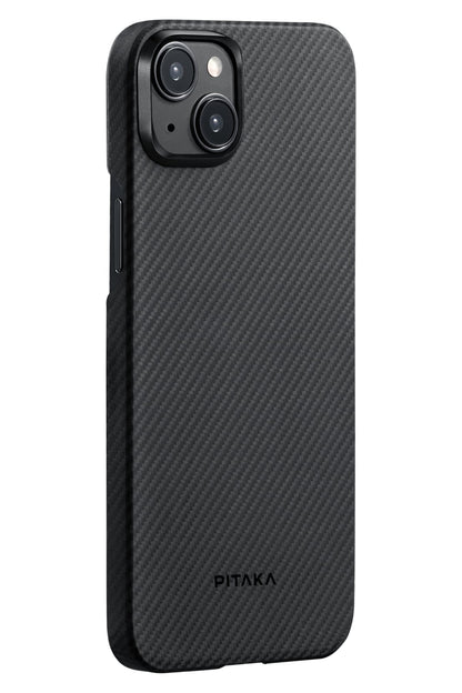 Tactile Woven iPhone 15 Plus MagSafe Uyumlu 600D Aramid Fiber Kılıf Black-Gray Twill