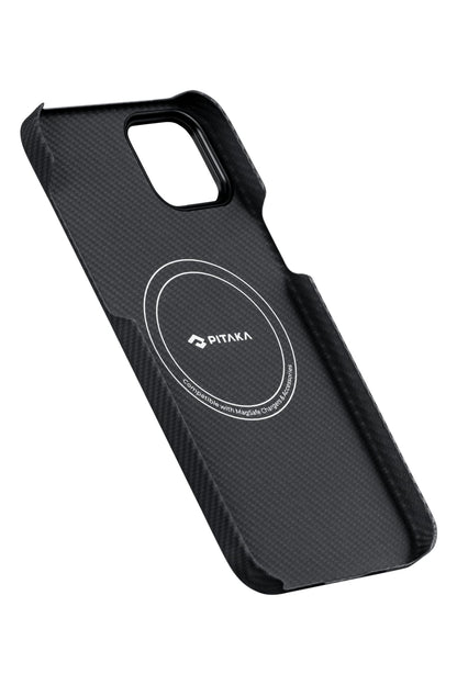 Tactile Woven iPhone 15 Plus MagSafe Uyumlu 600D Aramid Fiber Kılıf Black-Gray Twill