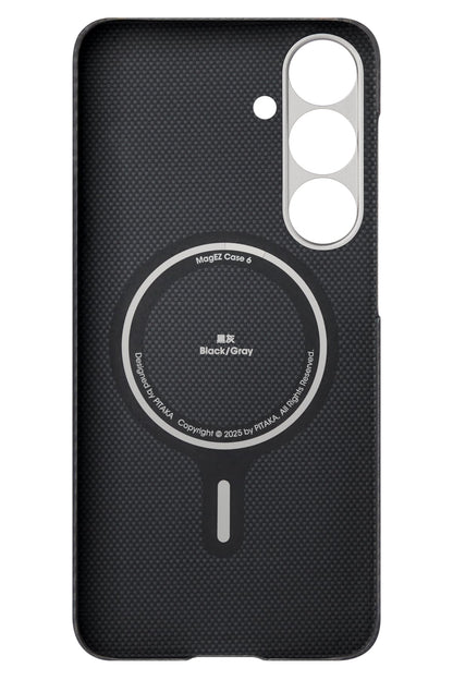 Ultra Slim Galaxy S25 Plus Kılıf Magsafe Uyumlu 600D Aramid Fiber Black-Grey Twill