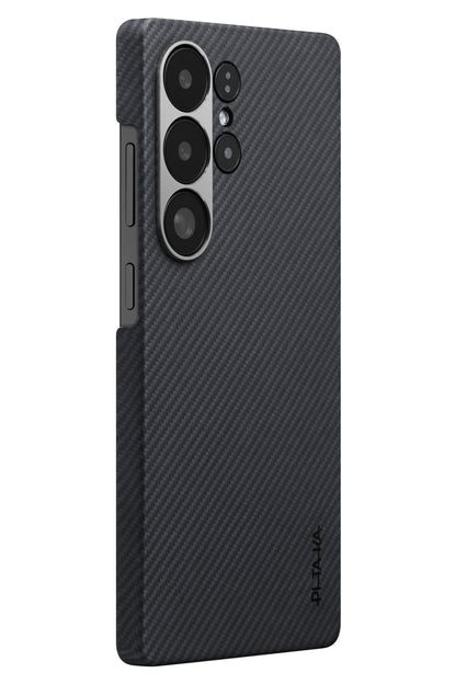 Ultra Slim Galaxy S25 Ultra Kılıf Magsafe Uyumlu 600D Aramid Fiber Black-Grey Twill
