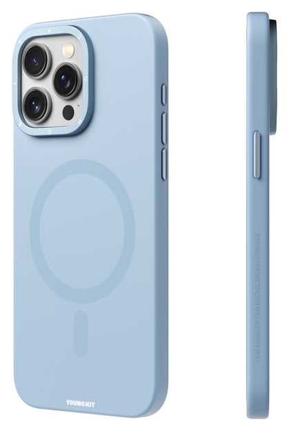 Youngkit Velvet iPhone 14 Pro Max Magsafe Uyumlu Kılıf Mavi