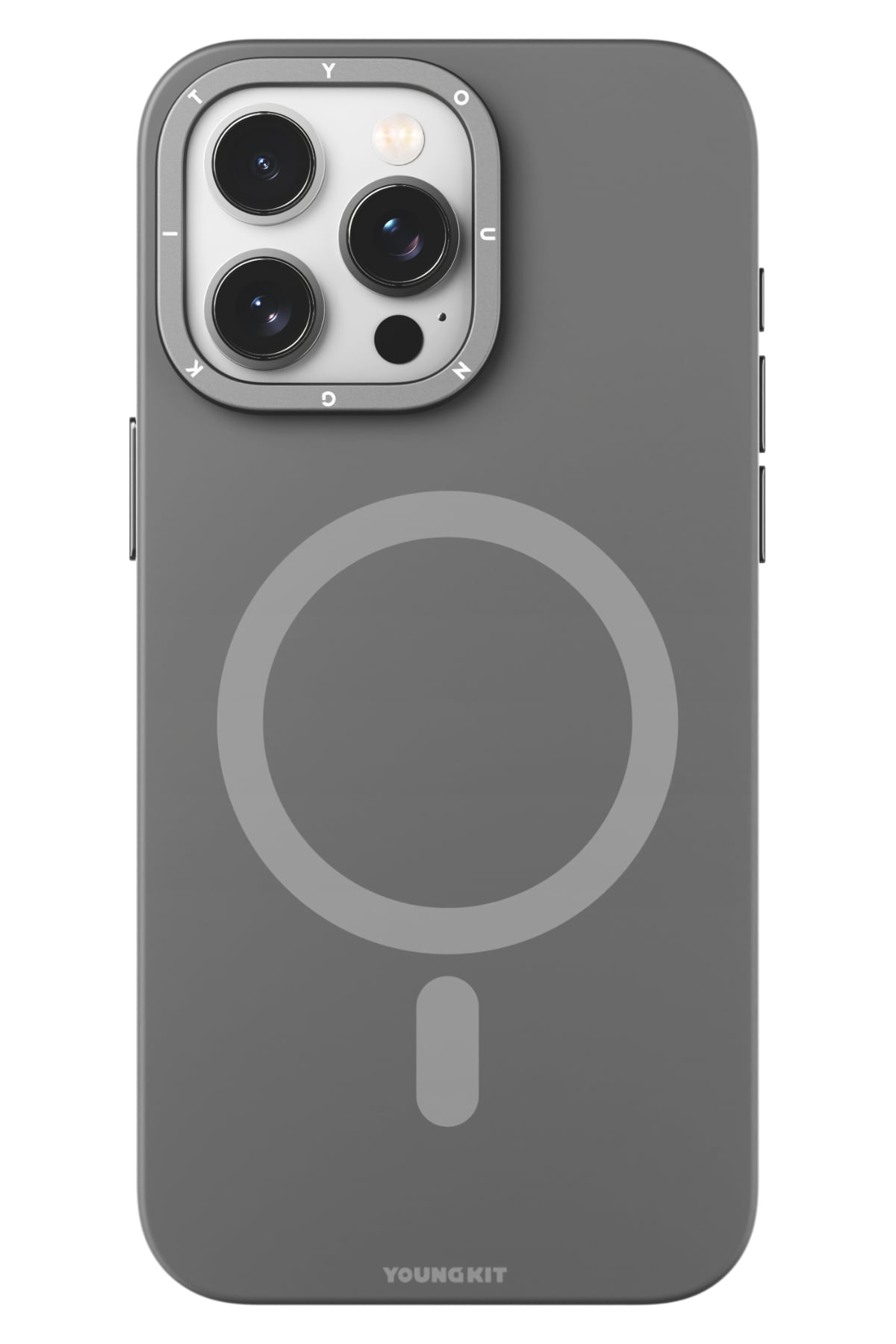 Youngkit Velvet iPhone 14 Pro Max Magsafe Uyumlu Kılıf Gri