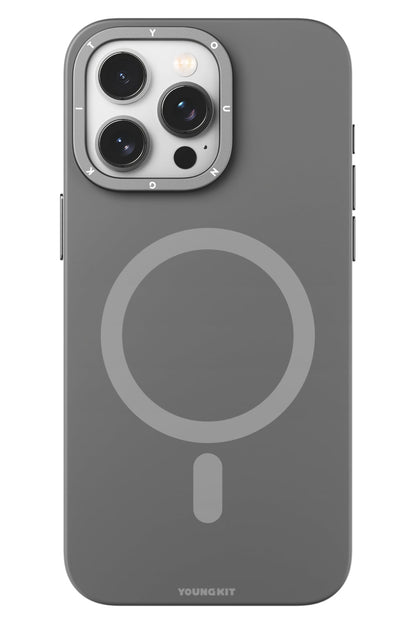Youngkit Velvet iPhone 14 Pro Max Magsafe Uyumlu Kılıf Gri