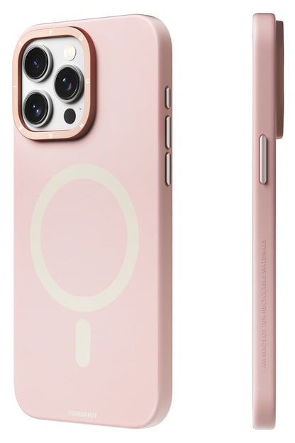 Youngkit Velvet iPhone 14 Pro Max Magsafe Uyumlu Kılıf Pembe