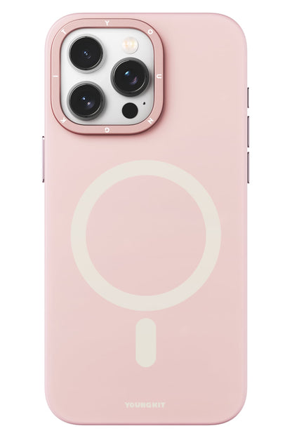 Youngkit Velvet iPhone 14 Pro Max Magsafe Uyumlu Kılıf Pembe