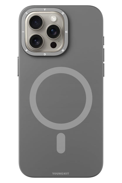 Youngkit Velvet iPhone 15 Pro Magsafe Uyumlu Kılıf Gri