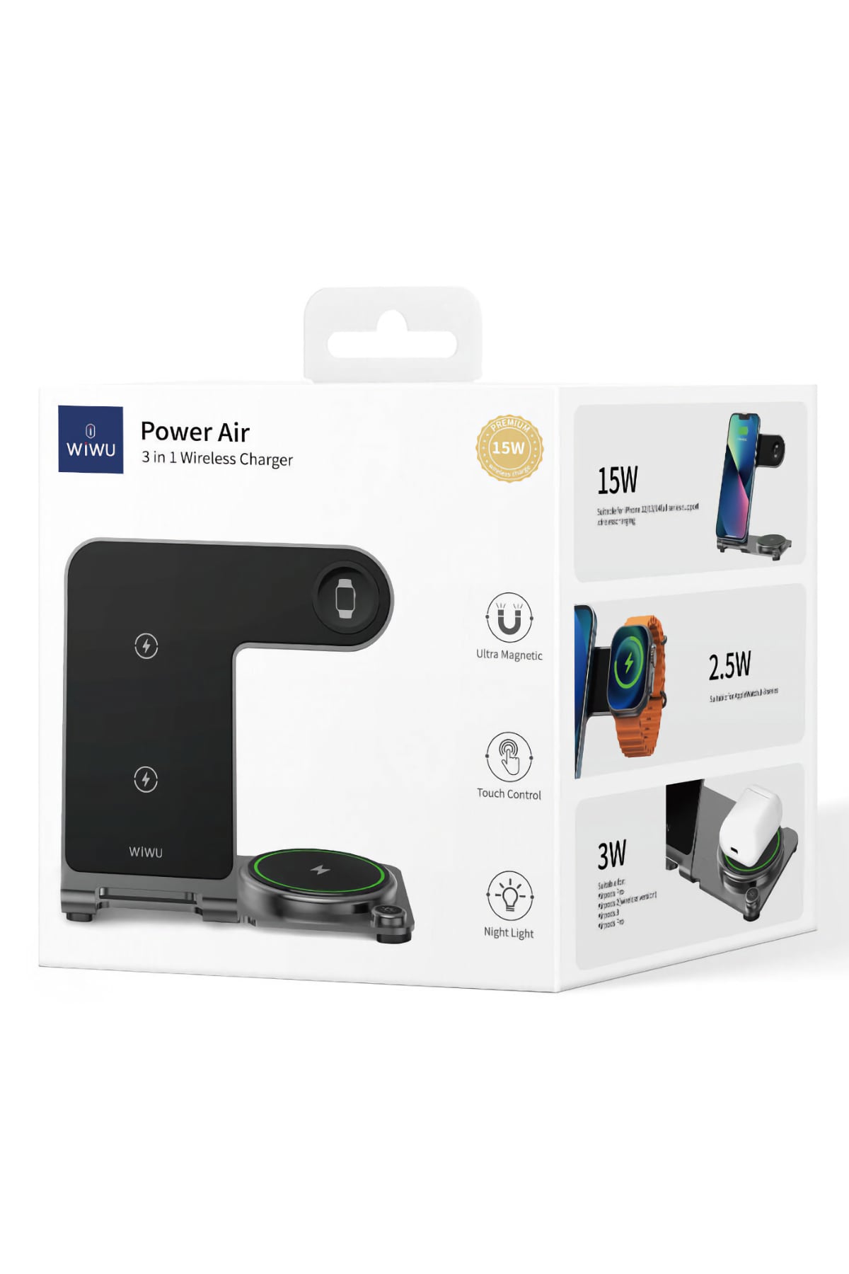 Wiwu Wi-W005 Armor 3in1 Hızlı Şarj Özellikli Magnetik Kablosuz Şarj Standı