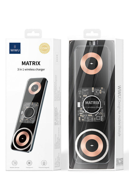 Wiwu Wi-W010 Matrix 3in1 Magnetik Kablosuz Şarj Standı