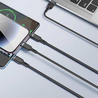Wi-C014 3in1 USB-A to Lightning – Type-C – Micro 3.1A Şarj Kablosu 1.2M