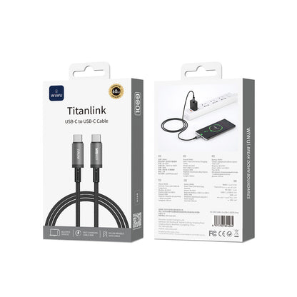 Wi-C057 Titanlink Type-C to Type-C 60W PD Hızlı Şarj Kablosu 1M