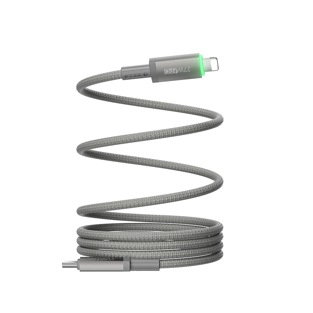 Wi-C083 Maglink Işıklı Magnetik Type-C to Lightning 27W Hızlı Şarj Kablosu 1M
