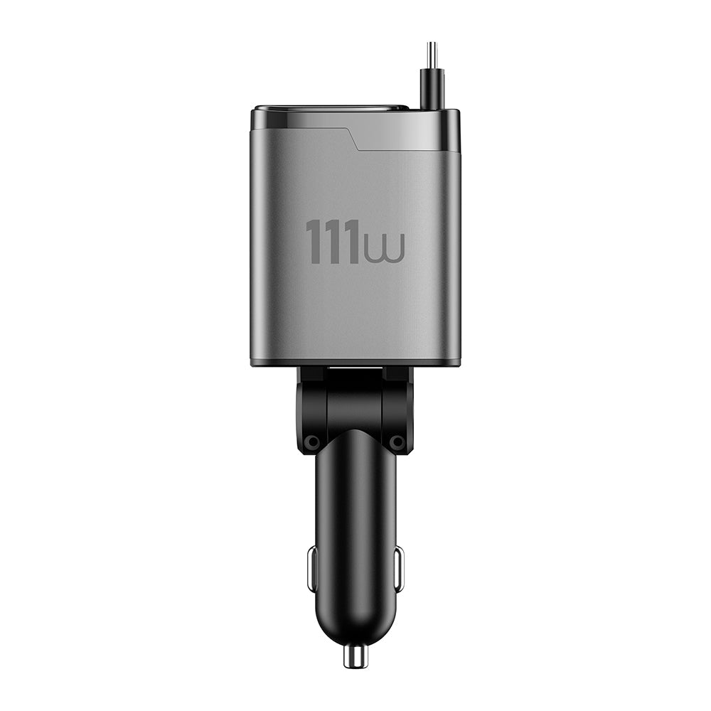 Wi-CC034 Type-C + USB-A GaN Teknolojili Dahili Kablolu Araç Şarj Aleti 111W