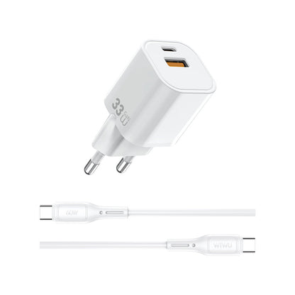 Wi-G018 Cube Gan Type-C to Type-C PD Hızlı Şarj Cihazı ve Kablo Set 33W
