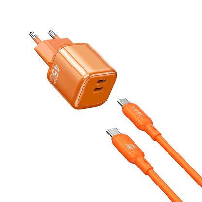 Wi-G025 Cube Serisi 47W GaN Type-C to Type-C Şarj Seti