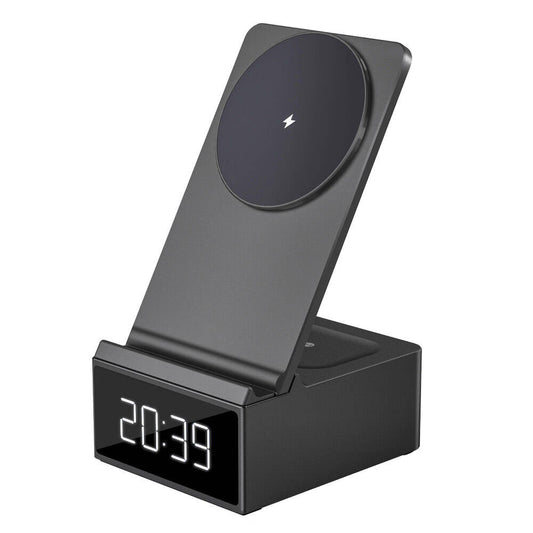 Wi-W011 Platinum 3in1 Dijital Saatli Alarmlı Magnetik Wireless Şarj Standı
