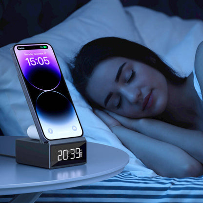Wi-W011 Platinum 3in1 Dijital Saatli Alarmlı Magnetik Wireless Şarj Standı