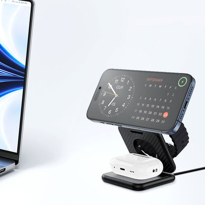 Wi-W035 Qi2 3in1 Magsafe Uyumlu Ambiyans Işıklı Kablosuz Şarj Standı 15W