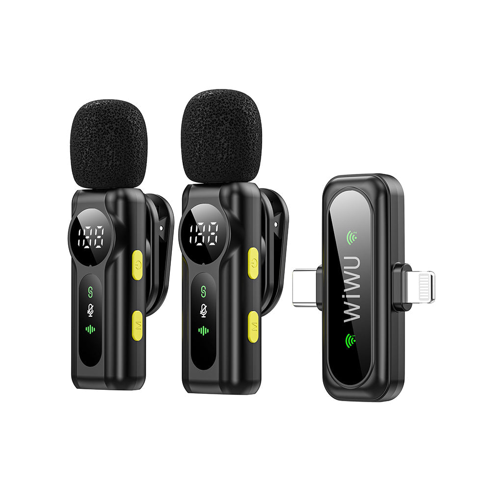 Wi-WM007 2in1 Type-C ve Lightning Portlu ANC Özellikli Kablosuz Yaka Mikrofonu