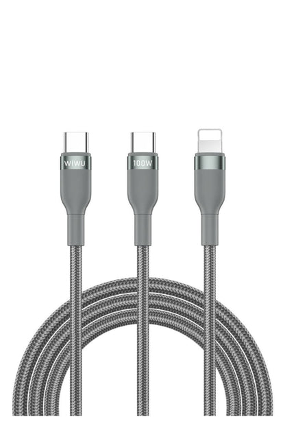 Wiwu Concise 2in1 Type-C to Lightning PD Şarj Kablosu 100W 1.2M