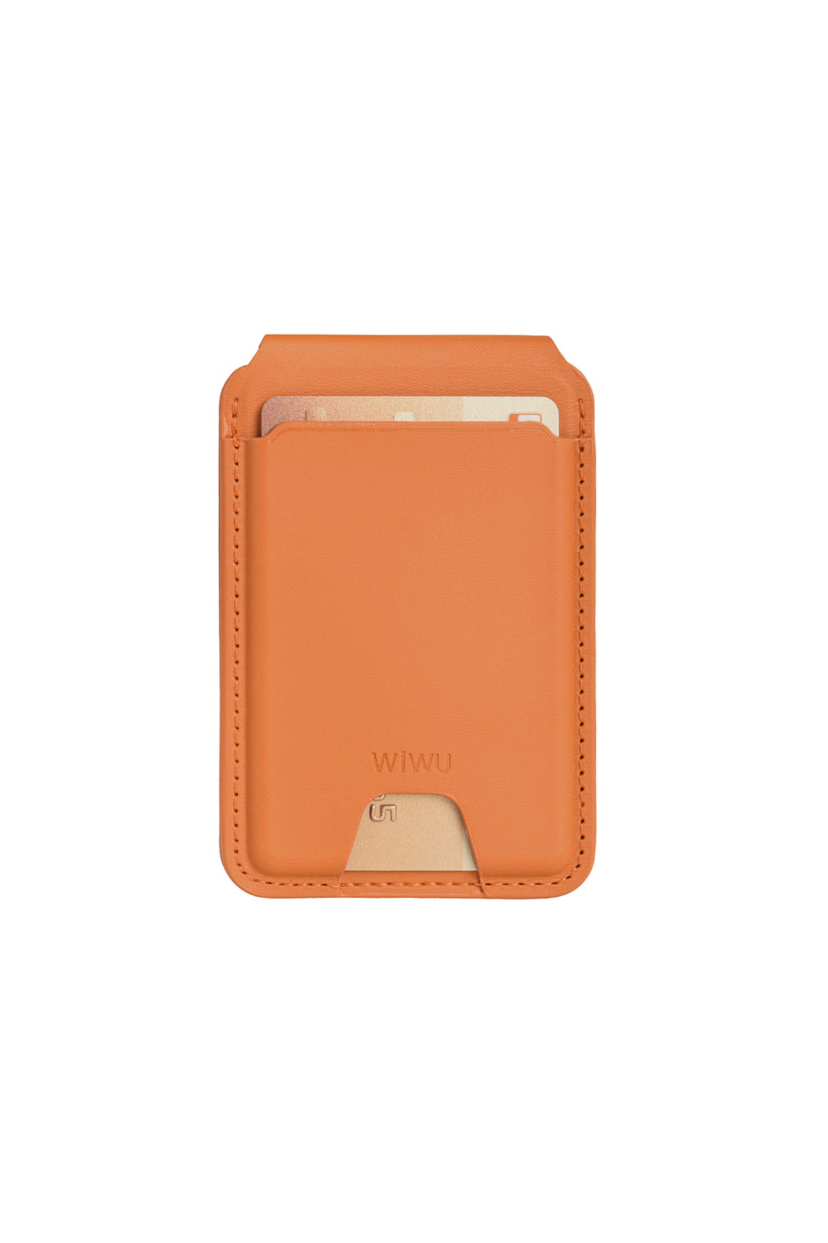 Wiwu MW-005 Magsafe Uyumlu Standlı Deri Kartlık FindMy Özellikli Kahverengi