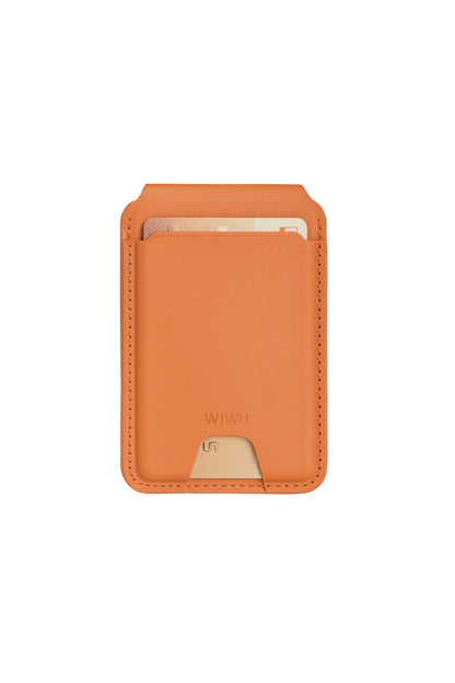 Wiwu MW-005 Magsafe Uyumlu Standlı Deri Kartlık FindMy Özellikli Kahverengi