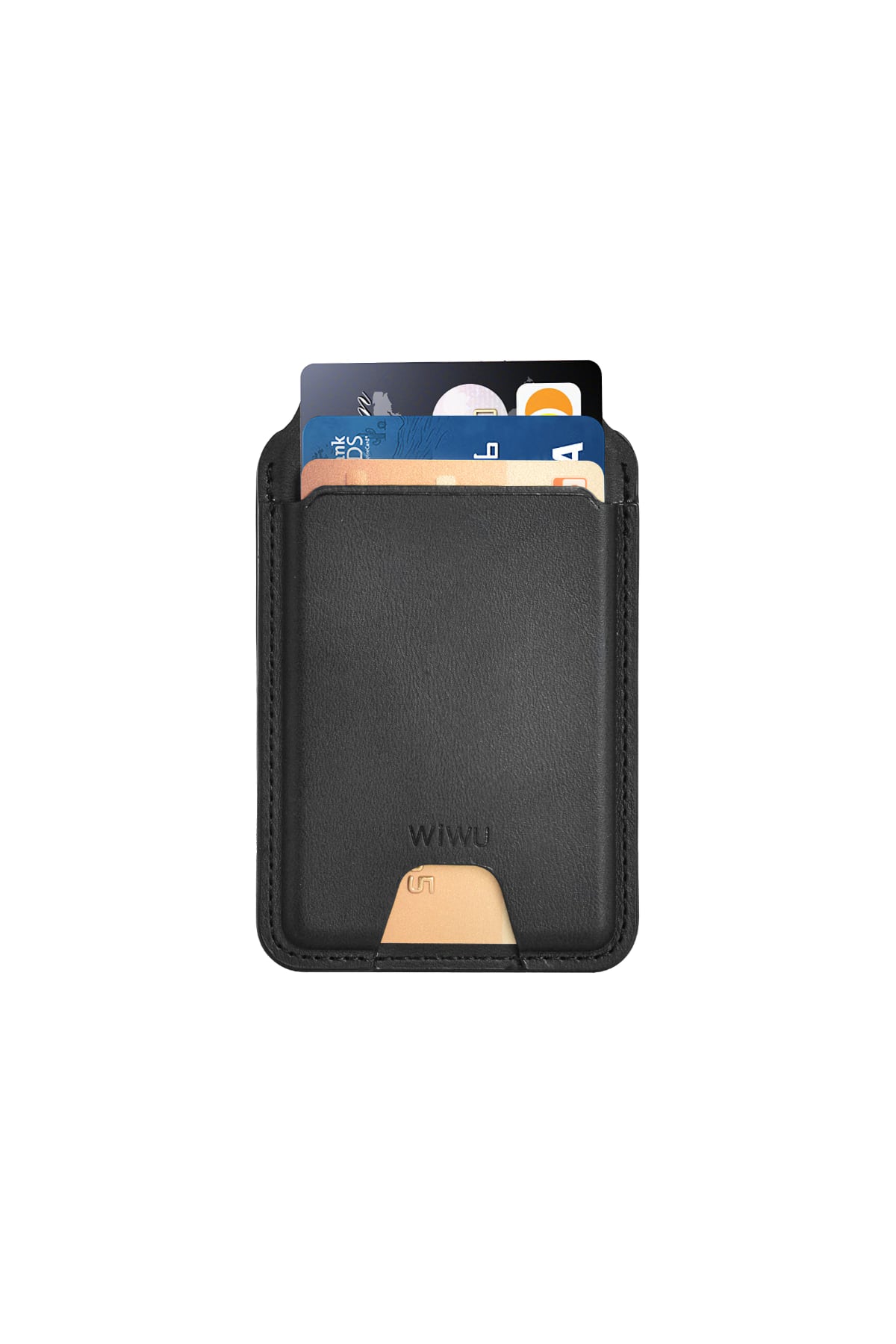 Wiwu MW-005 Magsafe Uyumlu Standlı Deri Kartlık FindMy Özellikli Siyah