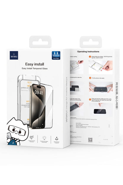 Wiwu Oleofobik iPhone 15 Serisi Ekran Koruyucu Kolay Uygulama Aparatlı