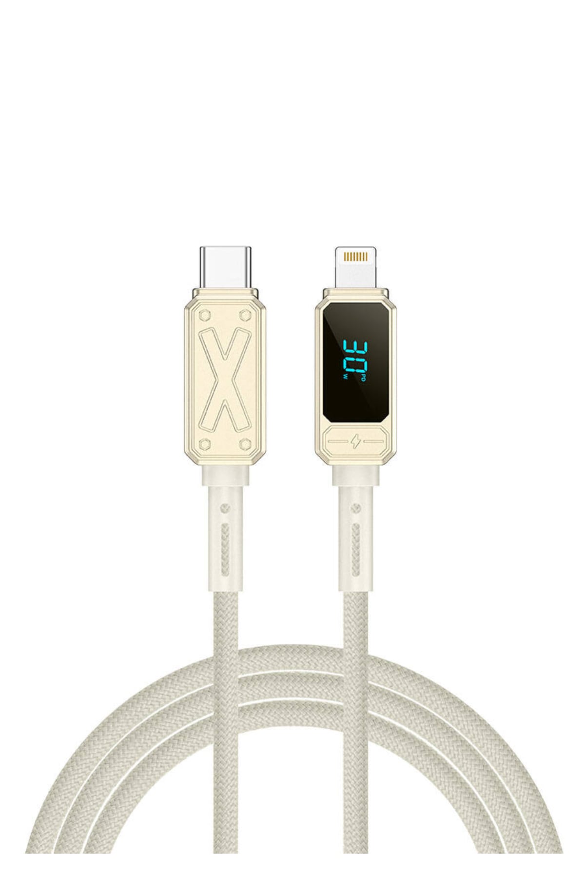 Wiwu Titan Serisi Lightning to Type-C PD 30W LED Şarj ve Data Kablosu 1.2M Krem
